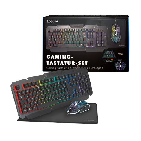 Logilink | Metal | Gaming-Set, keyboard, mouse and mouspad | ID0185 | Keyboard, Mouse and Pad Set | Wired | Mouse included | DE - 10